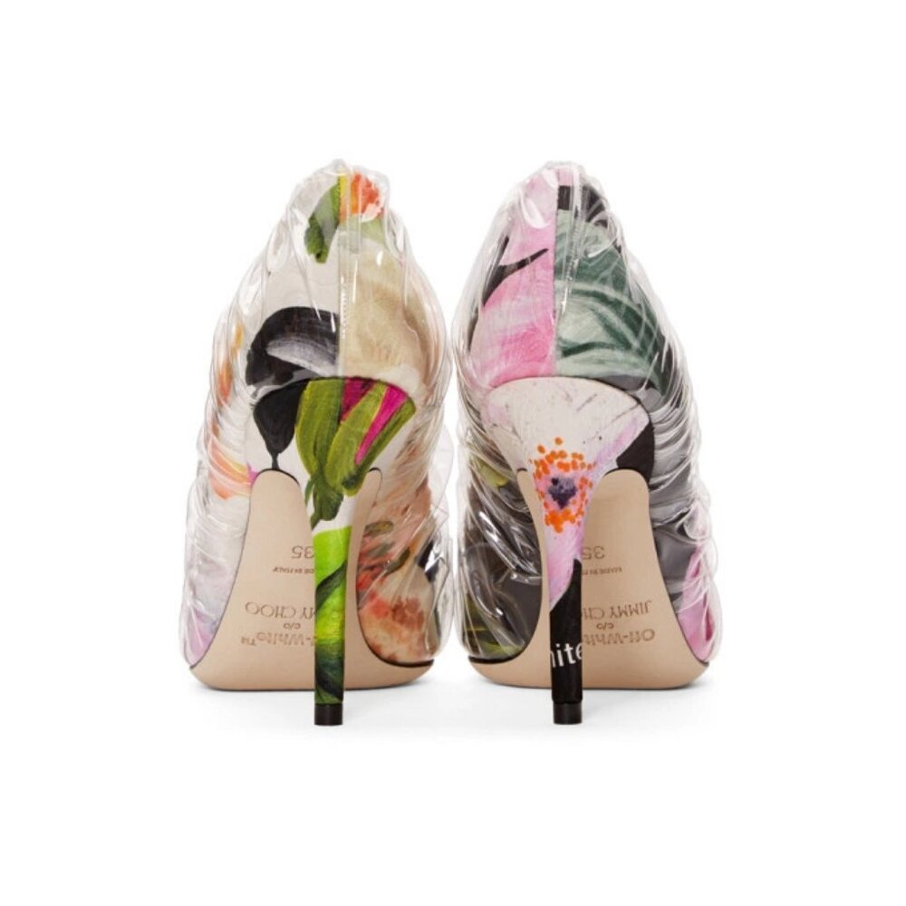 Off-White Jimmy Choo Floral Anne Heels - Size 39 - New in Box - MSRP $1180 - Picture 4 of 6